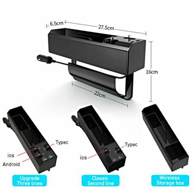 3-Types Car Seat Gap Organizer Car Interior Center Console Seat Crevice Storage Box Sundries Pocket with USB Charger Car
