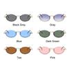 Gradient Lens Oval Sun Glasses Metal Gradient Glasses Retro Frameless Shades  for Women & Men