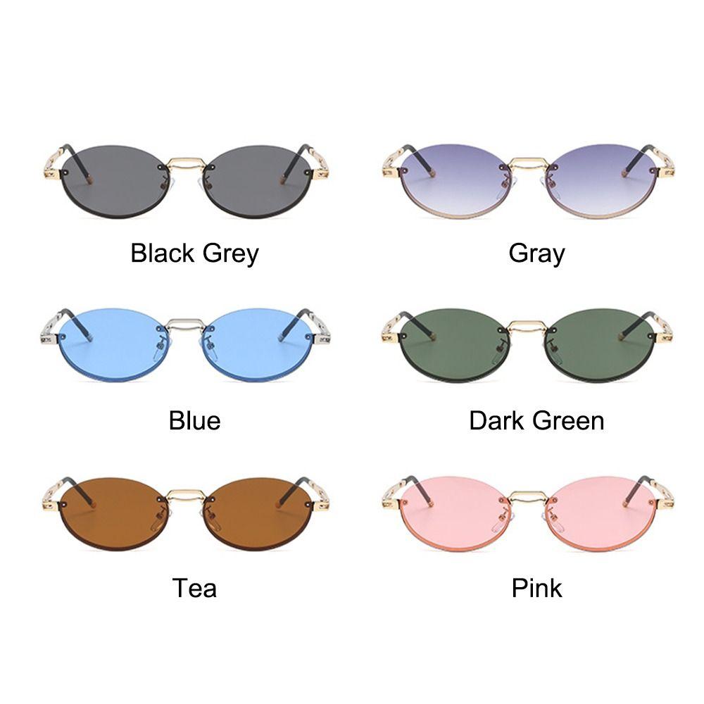 Gradient Lens Oval Sun Glasses Metal Gradient Glasses Retro Frameless Shades for Women & Men