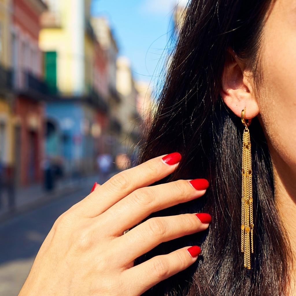 Shiny Long Tassel Glitter Drop Earrings for Women Gold Color Fashion Long Chain Metal Dangle Earring Wedding Party Jewelry
