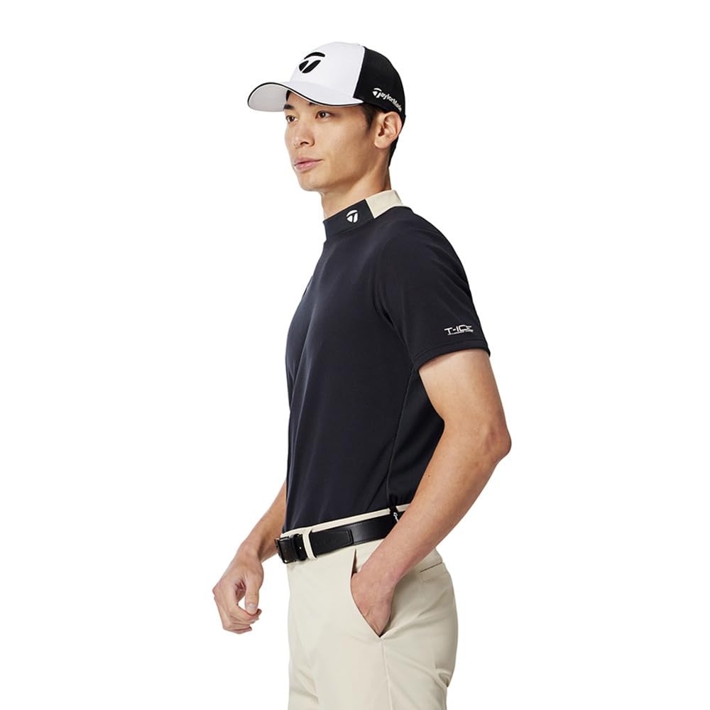 TaylorMade T-ICE Air Logo S/S Mock Black Men's Size M (SS25 UN648)