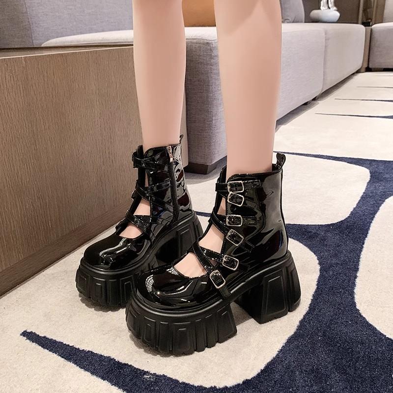 Fashion Brand New Design Goth Summer Sandals Women Platform Chunky High Heels Female Shoes Punk Thin Band 2025 Fashion Shoes For Woman