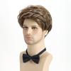 Синтетический мужской короткий коричневый парик Замена волос Натуральный парик с челкой Костюм Белого Гудмана Вечеринка на Хэллоуин Бизнесмен