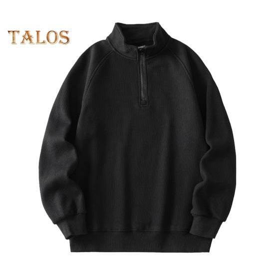 

Мужская толстовка осень-зима с застежкой-молнией и воротником-стойкой, свободная однотонная, с длинными рукавами, ретро, с плечом реглан, повседневная одежда, топ L чёрный