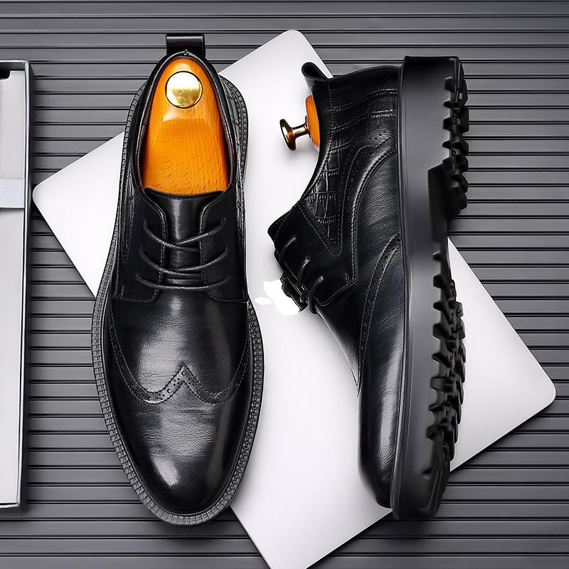 

Men s shoes autumn and winter breathable thick-soled British business dress Brock men s casual shoes 38