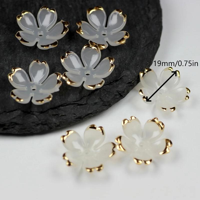50Pcs Torus 19Mm Acrylic Flower Beads Petals Charm Connectors Diy Earrings Hair Jewelry Making Resin Acessories