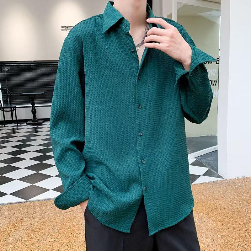 Men's Japanese Pizazz Long Sleeve White Shirt - Trendy Loose Casual Jacket for Spring & Autumn