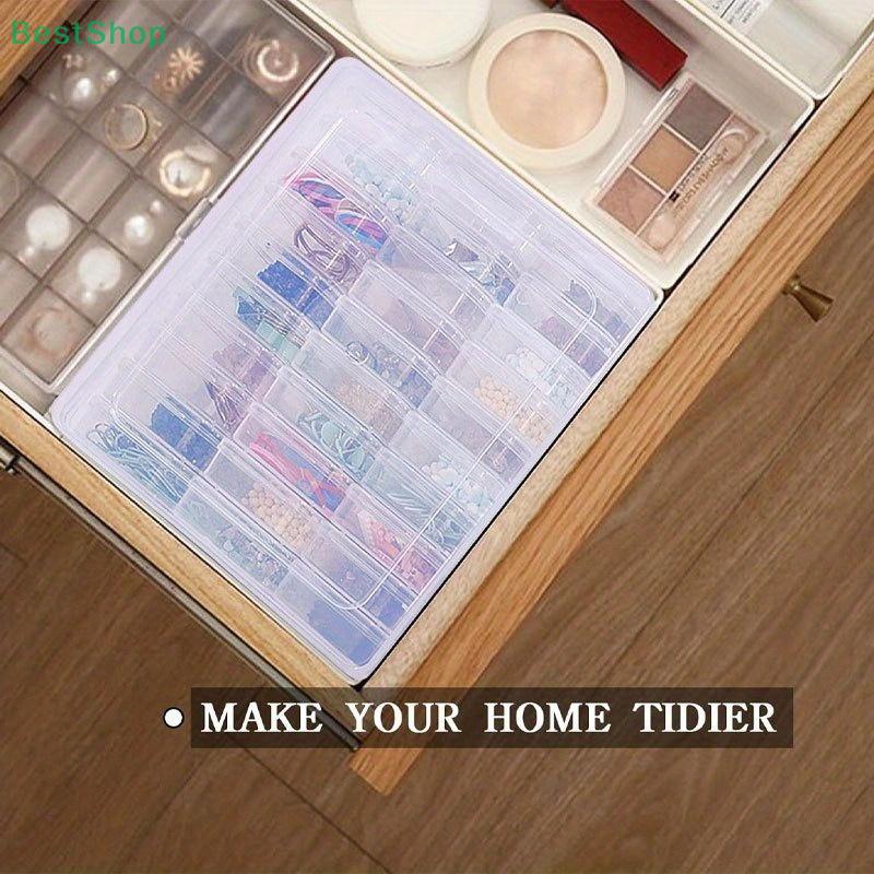 Transparent Storage Box With 30 Small Compartments For For Jewelry,Accessories,Nail Art Supplies And Ornaments