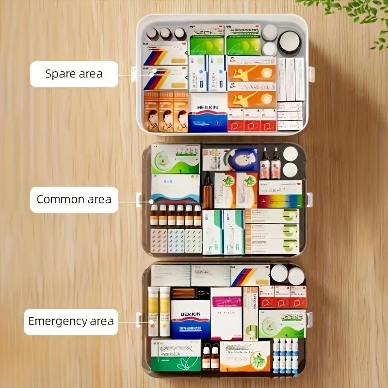Portable Medicine Box Large Capacity Home Emergency Medical Kit Multi-layer Drug Storage Box with Partition Portable