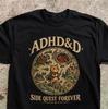 Maglietta ADHD Side Quest Forever, Divertente Maglietta da Gamer RPG, Maglietta da Gatto Neurodivergente Avventuriero, Abbigliamento Mappa Fantasy da Gioco da Tavolo