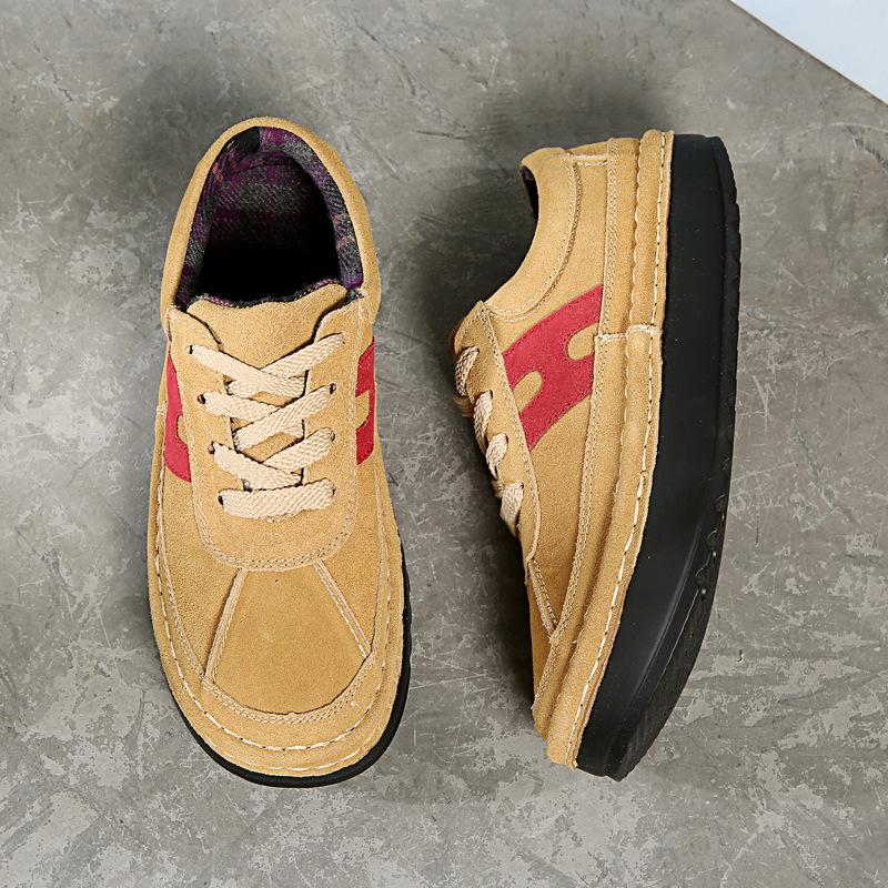 

Spring and Autumn Sennu Siqin literary style women s shoes handmade versatile cowhide frosted leather casual shoes single shoe 2025 40 светло-коричневого