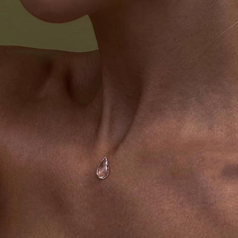 Ins Simulation Water Drop Clear Dewdrop Series Necklace Handmade Glue Dripped Fashion Jewelry Women Niche Gifts Friends