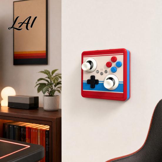Game Controller Wall Decor Retro Arcade Light Switch Cover 1-Gang/2-Gang Plate with Joystick XYAB Mounted Display Buttons Gaming for Room