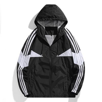 Men's Casual Sports Windbreaker for Spring and Autumn, Thin Stripes Plus Size Jacket