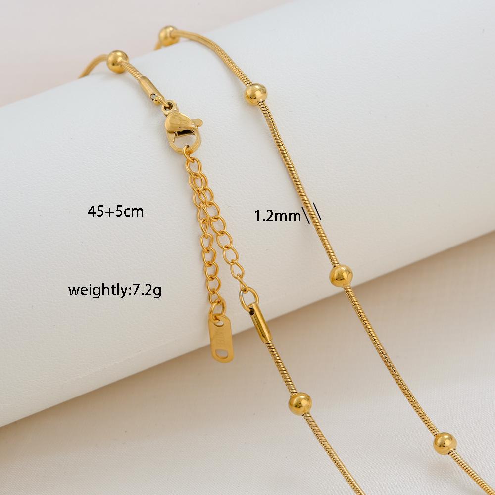 Élégant Collier Chaîne Boîte en Acier Titane Plaqué Or 18 Carats pour Femmes
