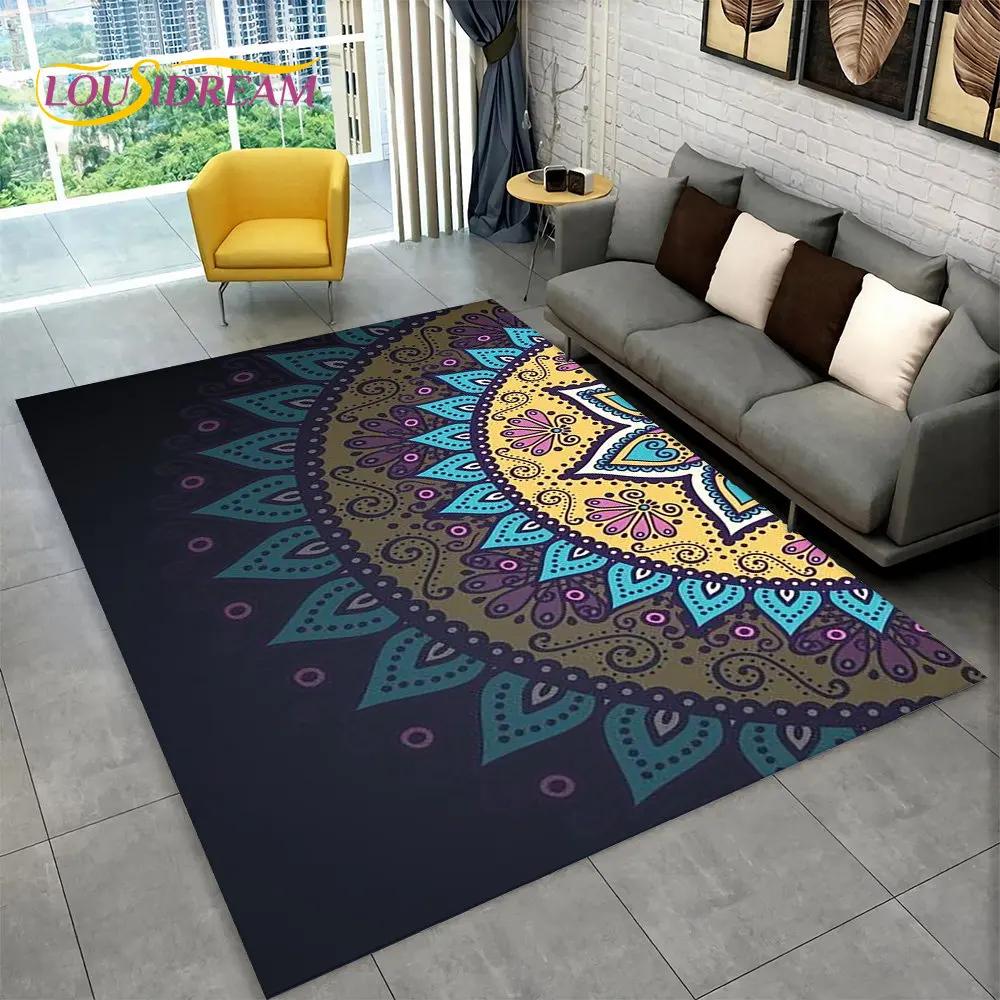 Bohemia Mandala Geometric Area Rug,Carpet Rug for Home Living Room Bedroom Sofa Doormat Kitchen Decor,Kid Non-slip Floor Mats