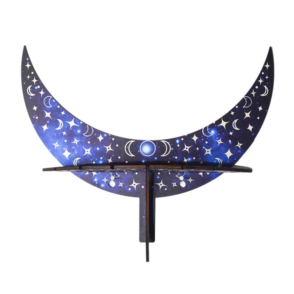 Moon Storage Shelf Wood Candlestick Support Holder Decor Ornament for Crystal Jewelry Collectible Organization