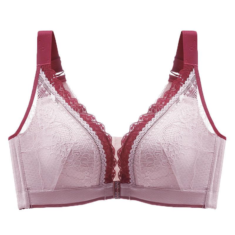 Sexy Sexy Large Size Front Buckle Lace Back Summer Thin Section Adjusted Poly Polymerization Without Steel Ring To Collect Secondary Breasts Cover