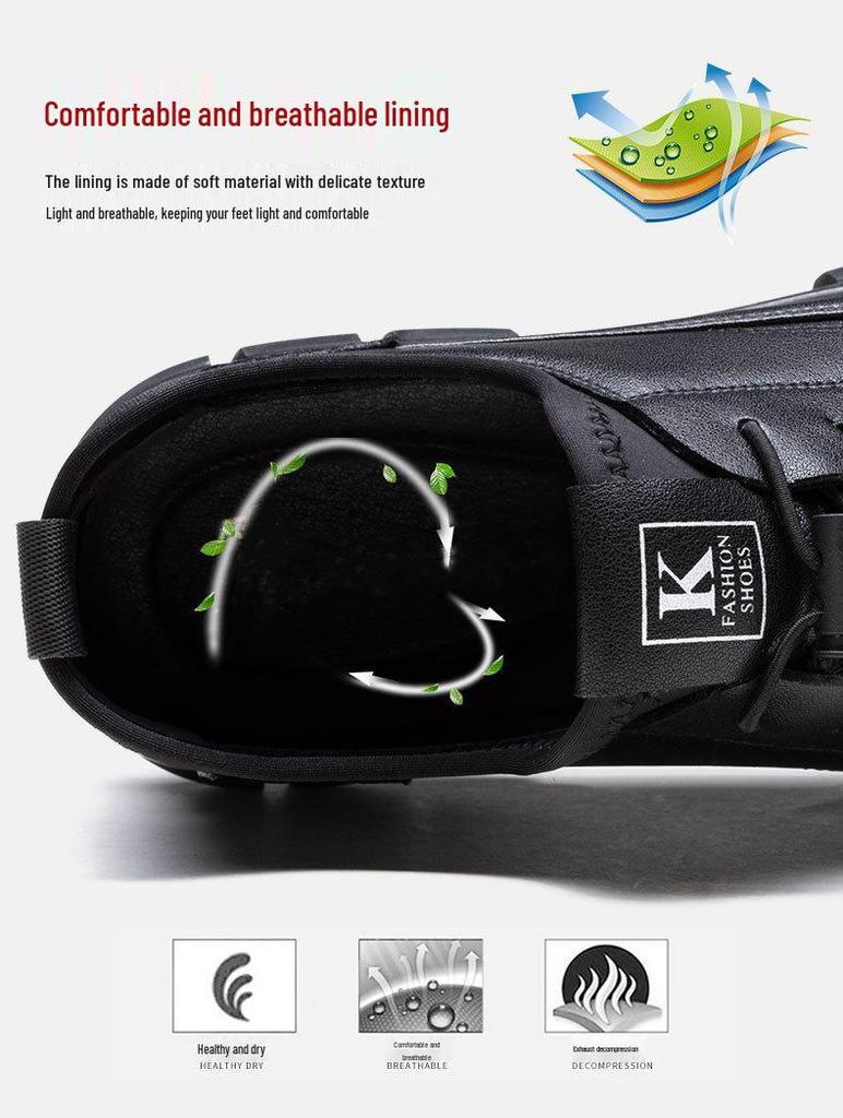 Men's 2025 New Black Leather Business & Casual British Style Soft Shoes