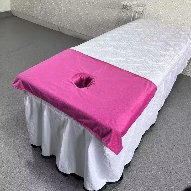 50*80cm Thickened Beauty SPA Massage Table Planking Face Towel with Hole Bed Bandana