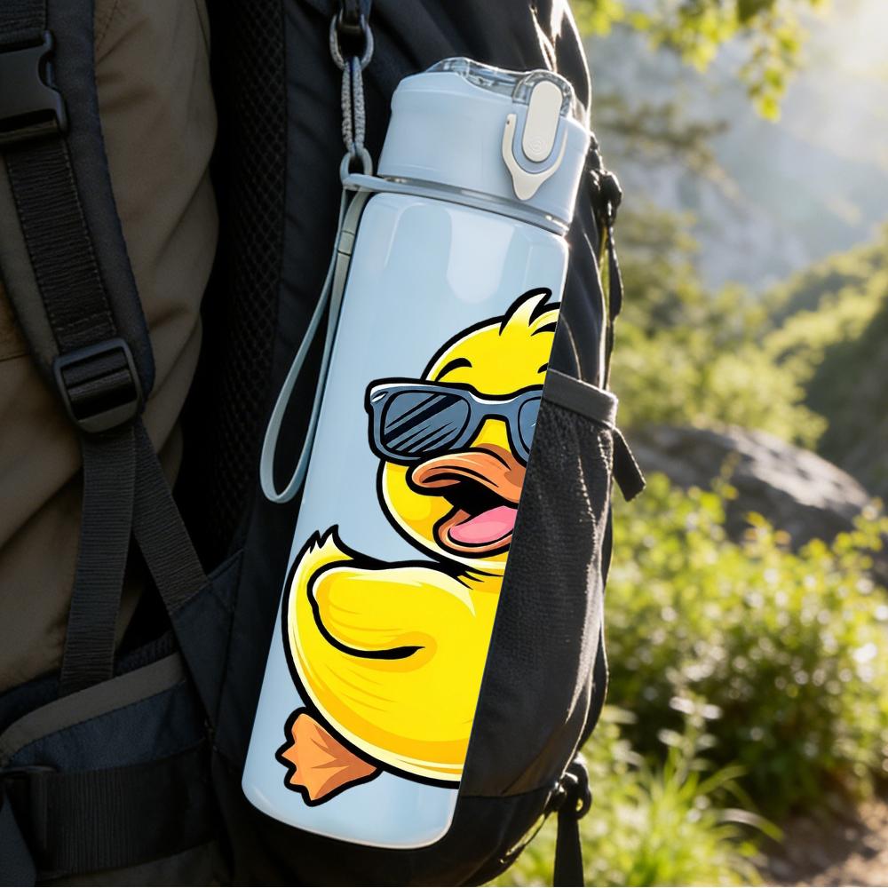 1PZ Occhiali da Sole Anatra Gialla 750ml Bottiglia d'Acqua Sportiva in Plastica Colorata Tappo Flip-Top Anti-Perdita Adatta per Sport Ufficio Uso Domestico