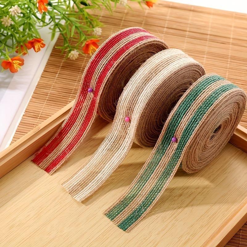 Vintage-Inspired Burlap Ribbon Set - 0.98inch/10 Yards Natural Jute Fabric for Wedding Decor Crafts Bows