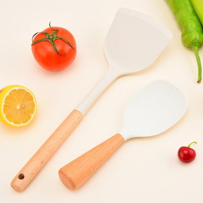 Set di 4 Utensili da Cucina Multifunzione: Spatola in Silicone, Mestolo per Zuppa, Cucchiaio per Riso con Vassoio Portaoggetti, Strumenti da Cucina Resistenti al Calore per Friggere e Servire