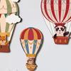3Pcs Hot Air Balloon Wall Art Wooden Cartoon Animals Clouds Wall