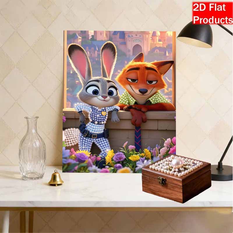 Disney Pearl Painting DIY Zootopia Judy and Nick Pearl Art Painting Pearl Gem Painting, Home Wall Decoration Crafts