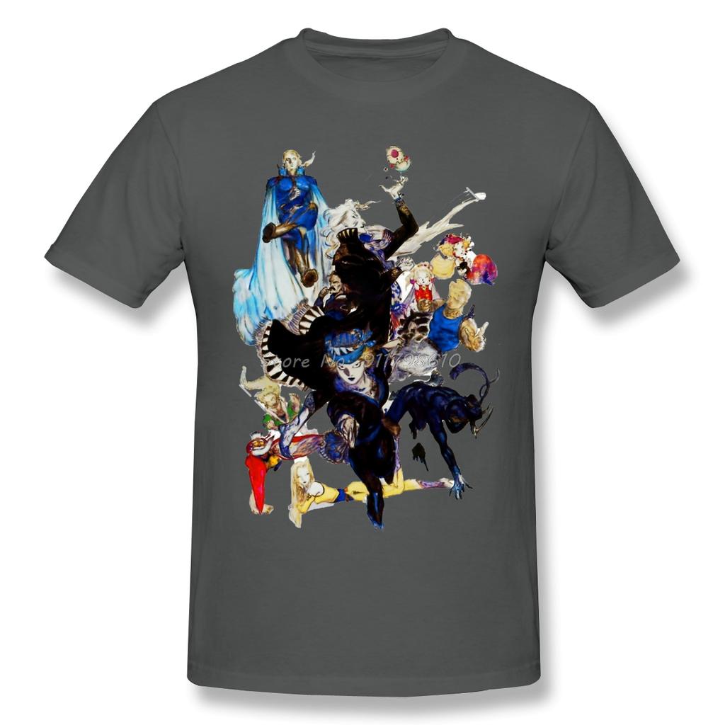 Yoshitaka Amano Final Fantasy VI Main Characters T Shirt White Final Fantasy Printed Tshirt Summer Anime Men Streetwear Harajuku