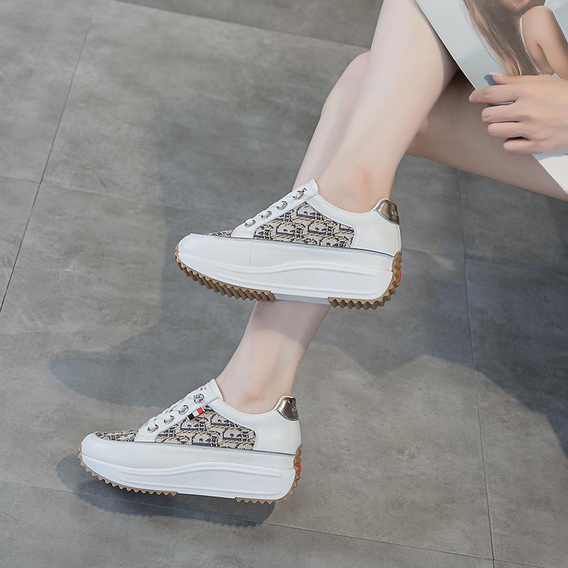 Inner height-increasing women's shoes platform muffin small leather versatile summer casual muffin large size small white shoes women's board shoes