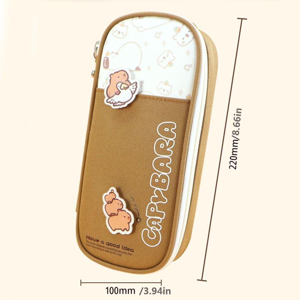 Durable Capybara Stationery Bag Large Capacity Cartoon Pencil Pouch ins Capybara Pen Bag  Students