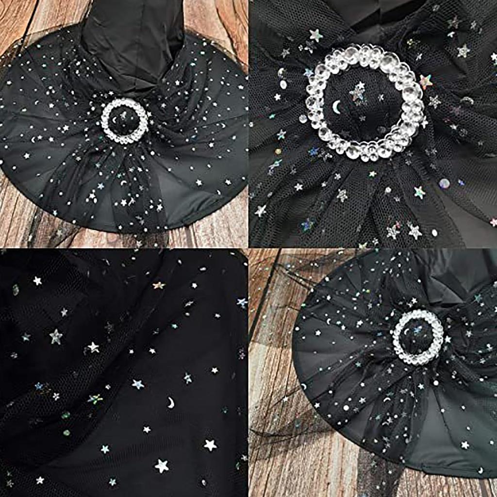 IPENNYE Halloween Velvet Witch Devil Hat with Flower Cosplay Wizard Classic Witch Grim Reaper Super Cute Tricorne Costume Cosplay Cultural School
