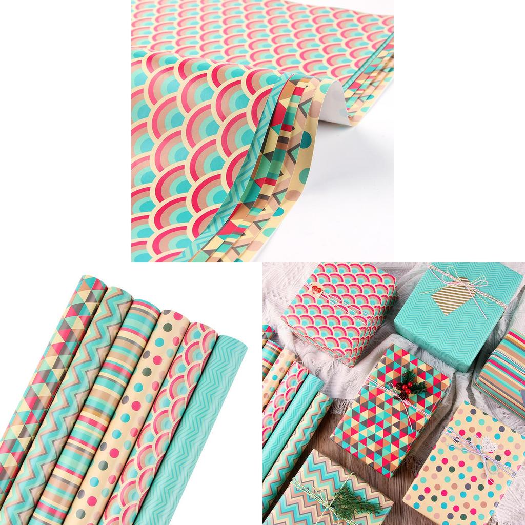 Copperboard Gift Wrap Paper Pack With Colorful Patterns For Special Occasions