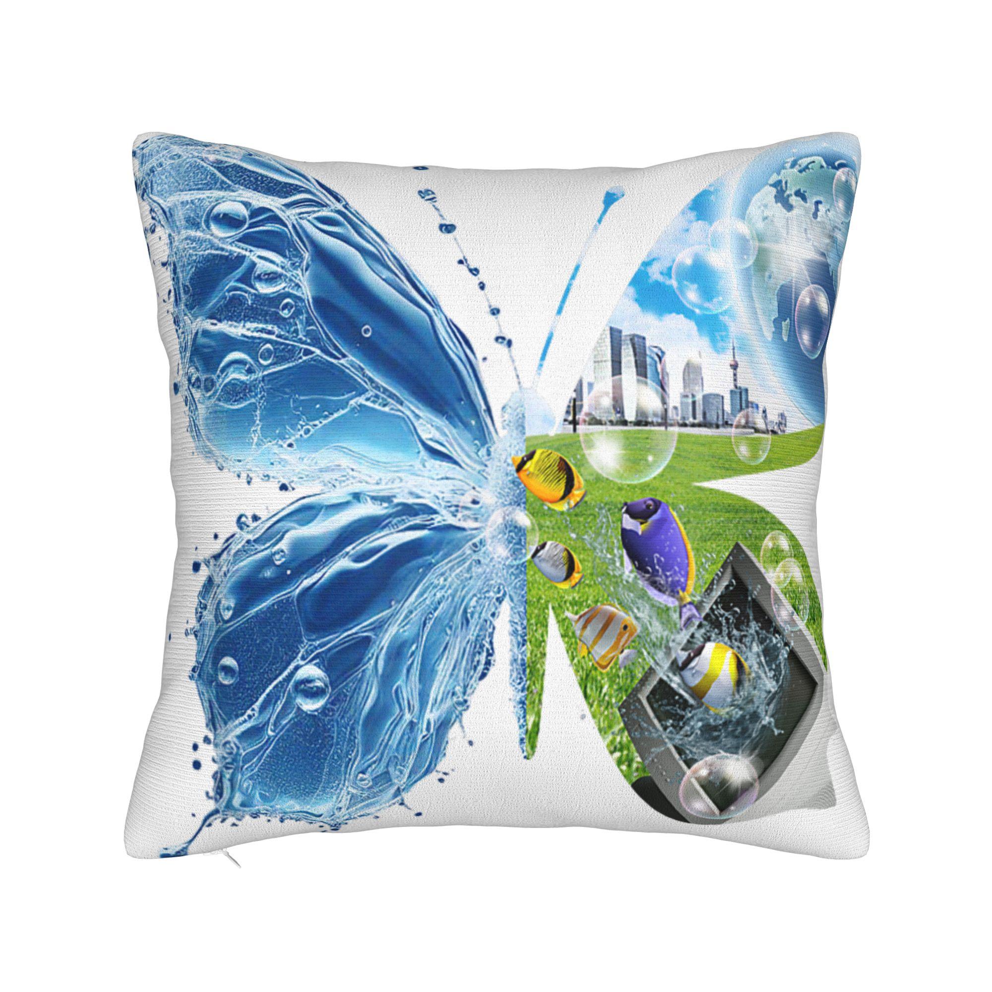 Housses de coussin carrées Frutiger Aero Housse de coussin Impression Polyester Décorative pour lit 40x40cm 50x50cm