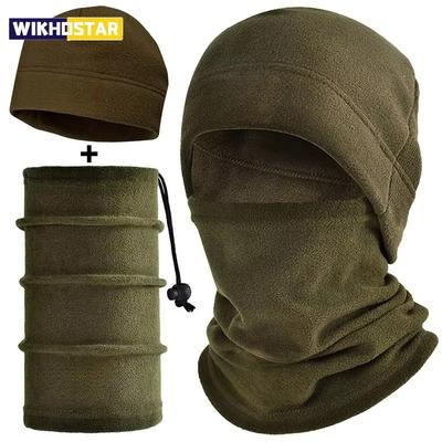 Neues taktisches Fleece-Mützen- und Schal-Set Thermische Kopfbedeckung Winter-Warme Sturmhaube Gesichtsmaske Sport Radfahren Mütze Nackenschutz