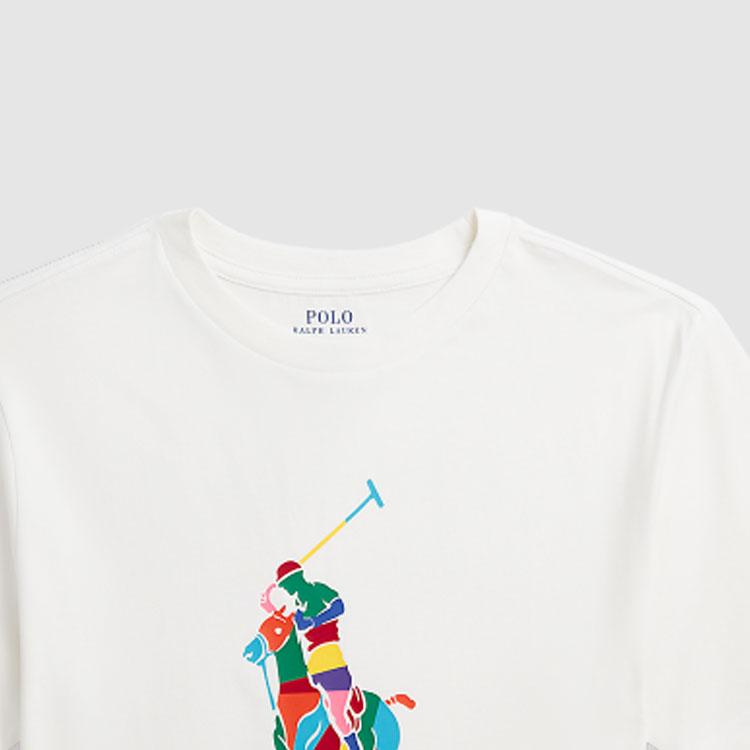 Polo Ralph Lauren T-Shirt Ss24 Large Letter Print Crew Neck Casual Short Sleeve Kids Tops Washed-White CWPOTSHY8020812-100