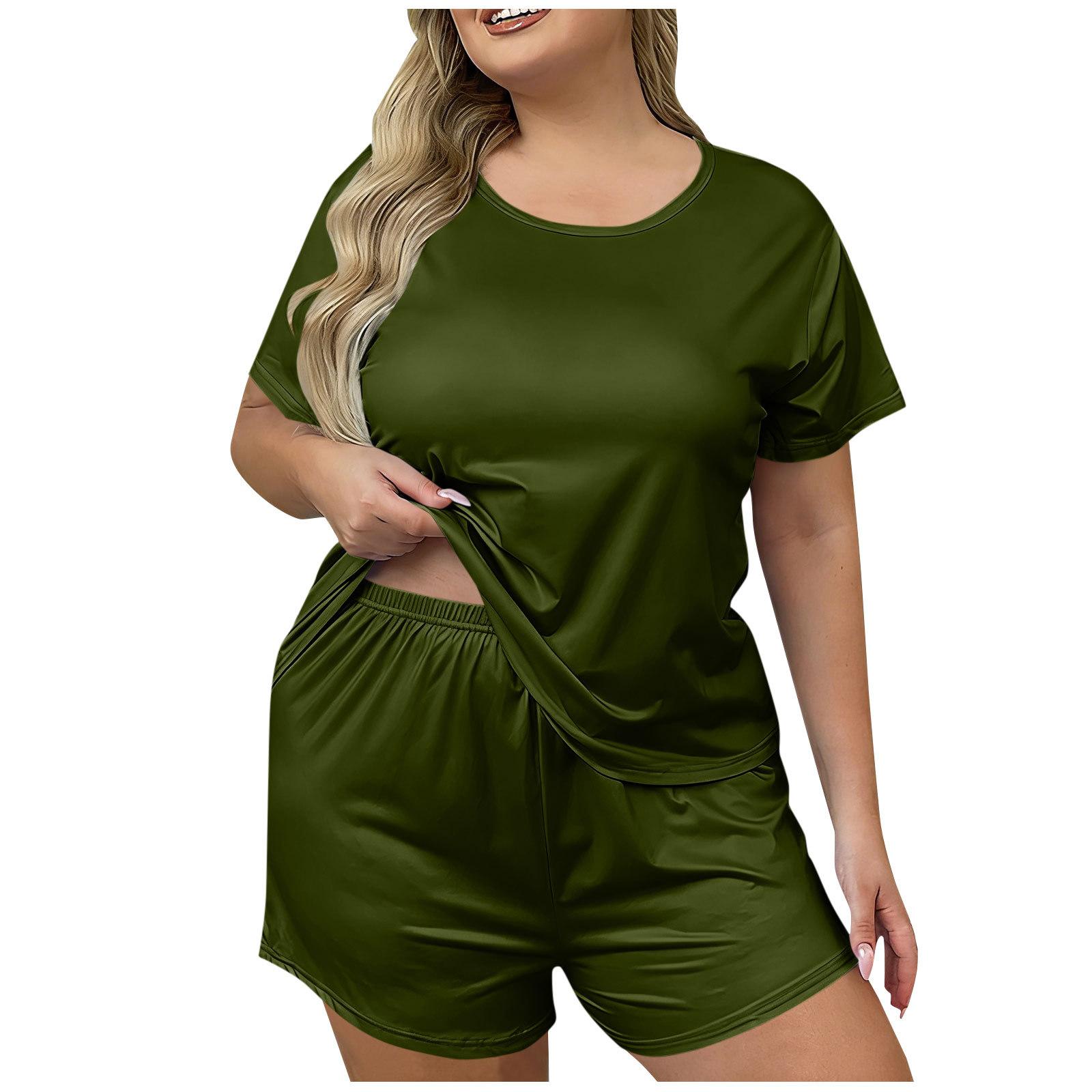 Women s Plus Size Casual Two Piece Outfit Color Loose Fit for Everyday Wear XXL