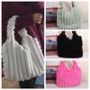Korean Style Plush Tote Bag Solid Color Plush Shoulder Bag Fashion Plush Handbag  Travel