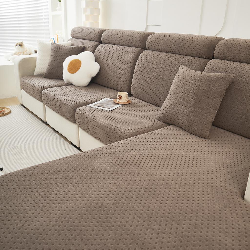 Polarfleece Einfacher Kissenbezug Elastischer Sofabezug Schlichtes Jacquard Ankleiden Wohnzimmer Schutzsofa