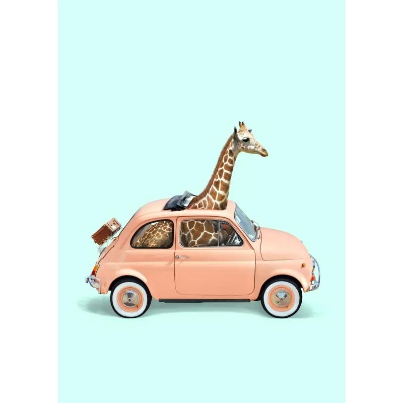 Fashion Giraffe Zebra Flamingo Party Pink Poster Animals Wall Art Canvas Painting Posters for Living Room Modern Home Decor