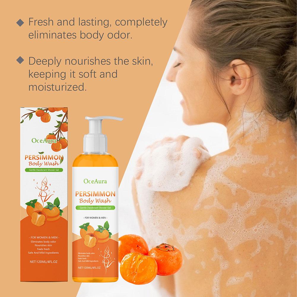 Persimmon Body Wash,Cleansing Body Deodorizing Moisturising Body Wash for Women Men,Deeply Nourishing Refreshing Shower Gel
