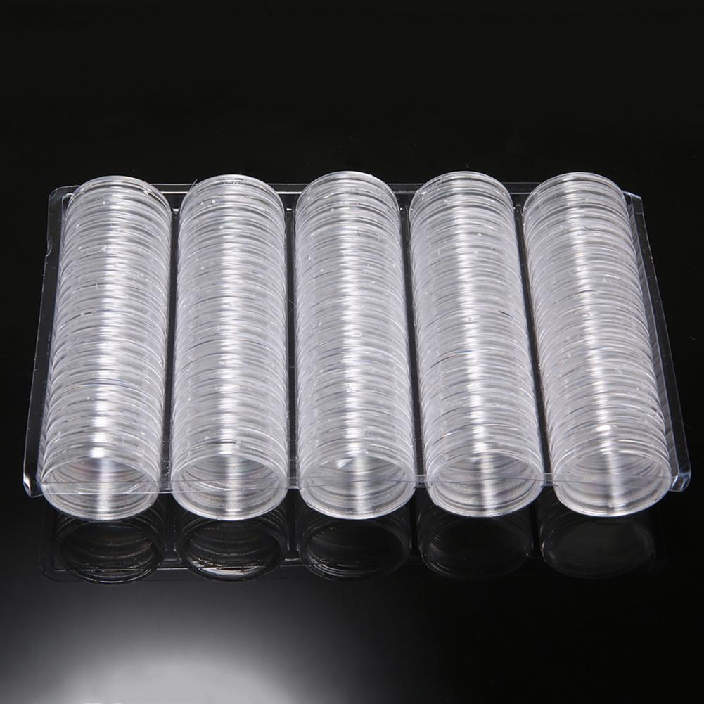100pcs 27mm Coin Capsules Coins Storage Case Box Container for 2 Euro Coin Holder Container Organizer Coin Collect чистый