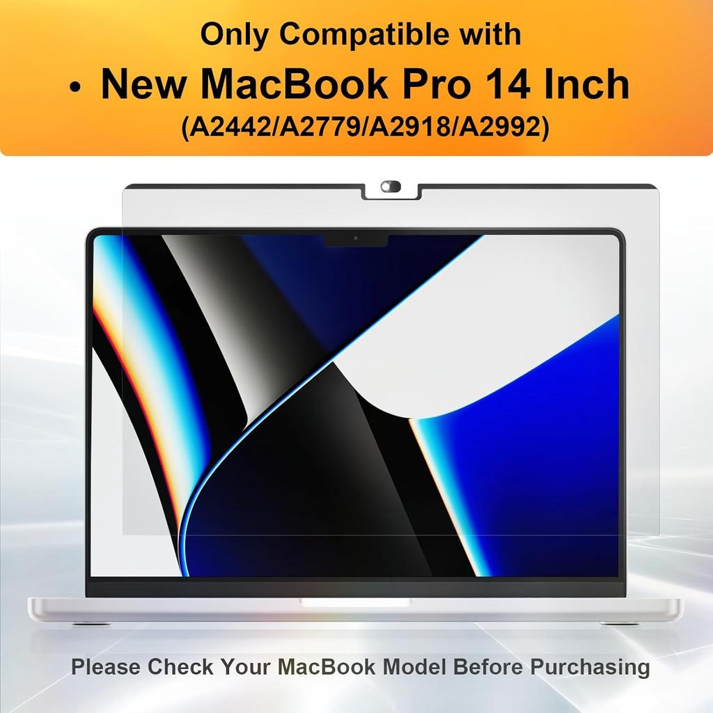 Privacy Screen for MacBook Pro 14 Inch 2021-2024 M4 /M4 Pro /M4 Max /M3 /M3 Pro /M3 Max /M2 Pro /M2 Max /M1 Pro /M1 Max, Magnetic Removable Anti Blue