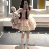 Robe Élégante Kawaii Lolita Douce Japonaise pour Femmes Y2k Design à Nœud Mini Robe de Princesse Dentelle Féminine Tenues Chic pour Anniversaire