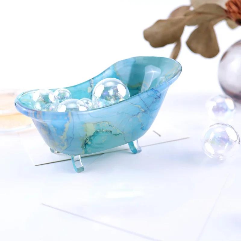 DIY Hbathtub Soap Dish Epoxy Resin Mold Bathtub Storage Box Tray Mirror Silicone Mould Home Decoration LS