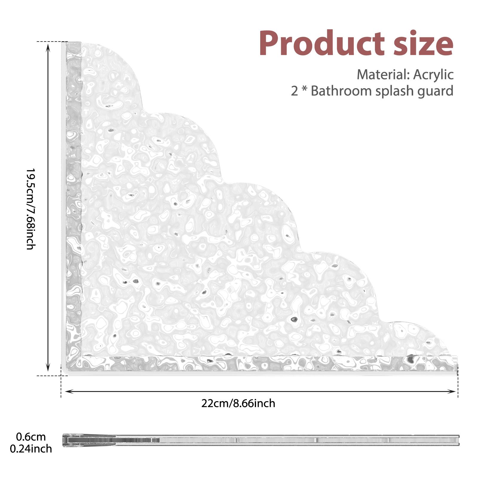 

2Pcs Self- Adhesive Shower Splash Guards Acrylic Waterproof Transparent Bathtub Water Guards with Silicone Base for Home Kitchen 2Pcs
