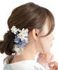 SOUBIEN Ceremony Hair Ornament Set for and Features Dried and Hydrangea In Earth Blue X White X White Coming-of-Age (10 Pieces) Furisode, Graduation,