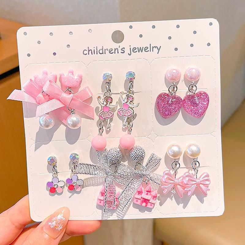 Kreskówkowe kolczyki dla dziewczynek bez przekłuwania - Słodkie, bezbolesne, letnie akcesoria na uszy dla dziecka