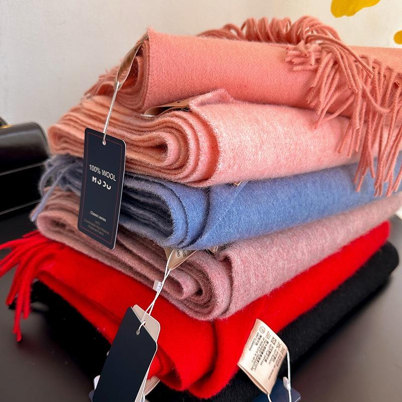High-end 100% wool scarf women's winter thickened high-end new camel shawl birthday new gift